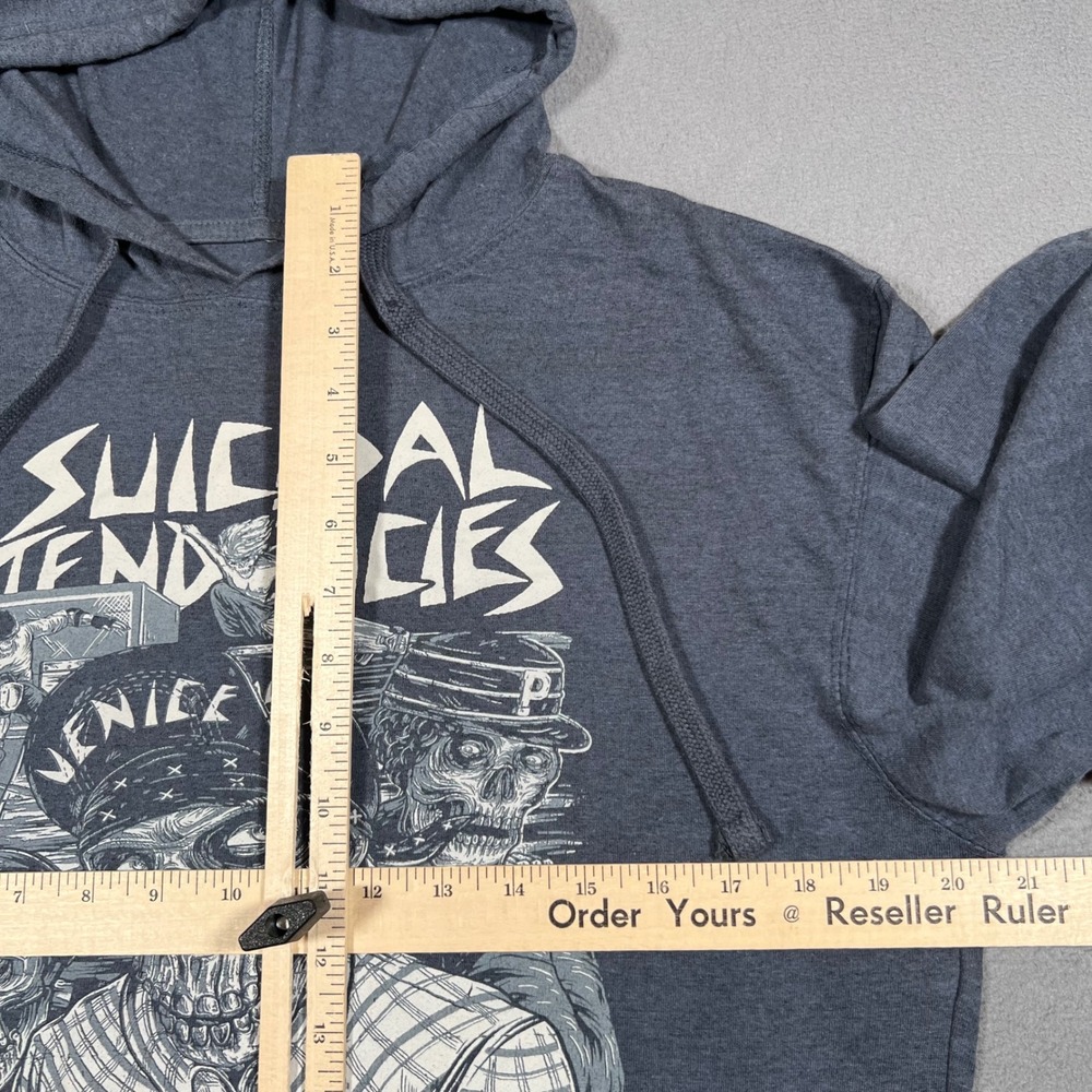 Suicidal Tendencies Hoodie Medium Blue Gray Venice Skeleton Pepsi Dogtown Skater - Picture 4 of 7